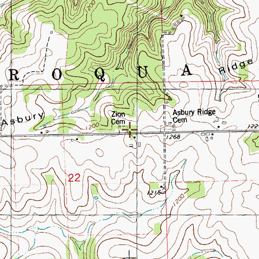 Topographic Map of Zion Cemetery, WI