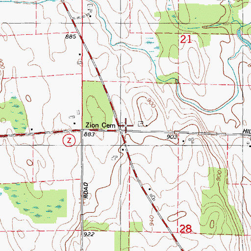 Topographic Map of Zion Cemetery, WI