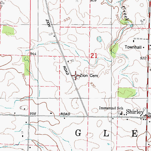 Topographic Map of Zion Cemetery, WI