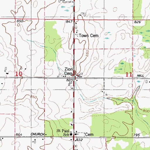 Topographic Map of Zion Cemetery, WI