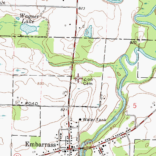 Topographic Map of Zion Cemetery, WI