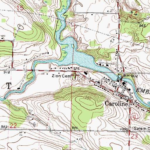Topographic Map of Zion Cemetery, WI