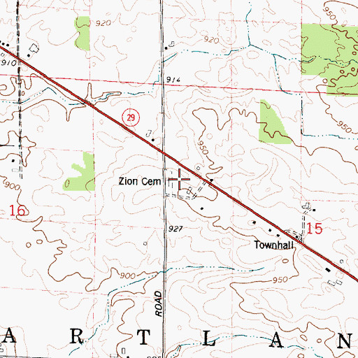 Topographic Map of Zion Cemetery, WI