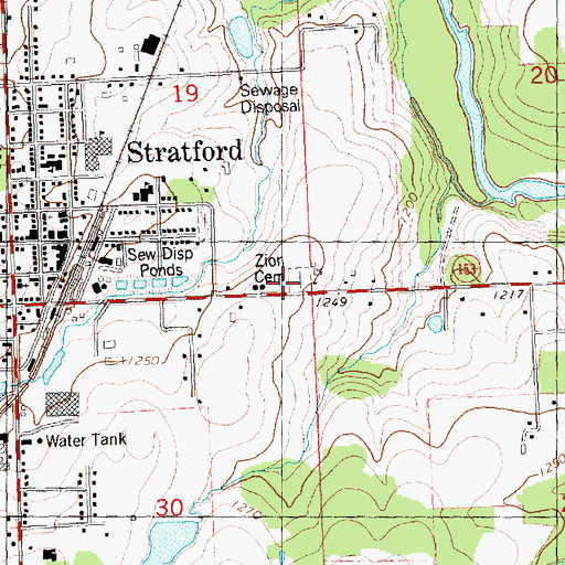 Topographic Map of Zion Cemetery, WI