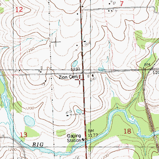 Topographic Map of Zion Cemetery, WI