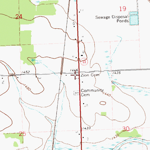 Topographic Map of Zion Cemetery, WI