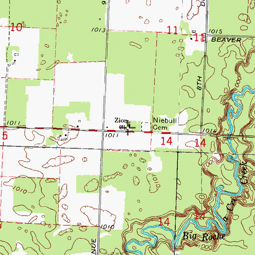 Topographic Map of Zion Church, WI