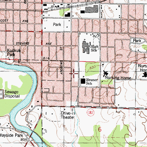 Topographic Map of Zion American Lutheran Church, WI