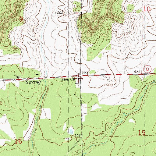 Topographic Map of Zion Church, WI