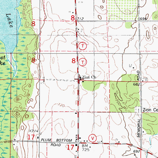 Topographic Map of Zion Church, WI