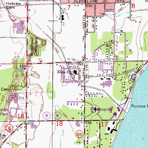 Topographic Map of Zion Church, WI