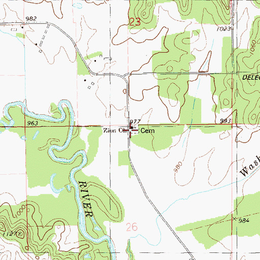 Topographic Map of Zion Church, WI