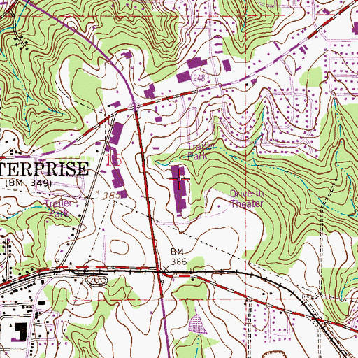 Topographic Map of Enterprise Shopping Center, AL