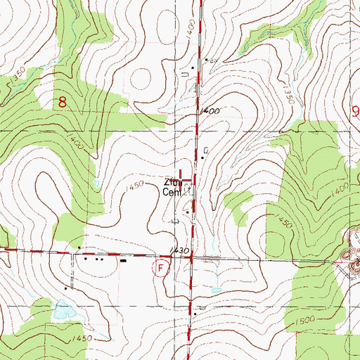 Topographic Map of Zion Church, WI