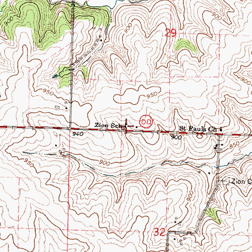 Topographic Map of Zion School, WI