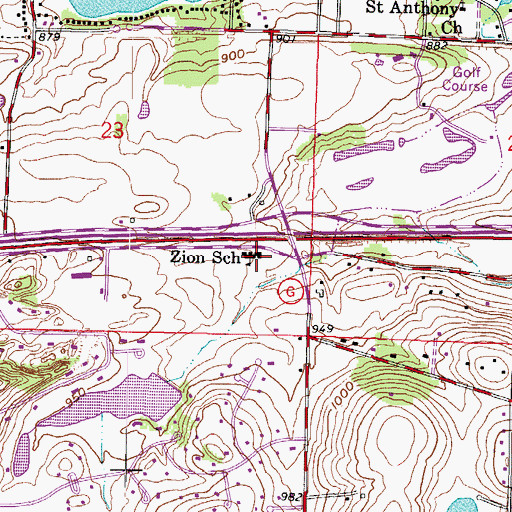 Topographic Map of Prairie Hill Waldorf School, WI