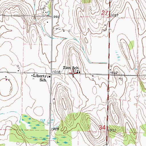 Topographic Map of Zion School, WI