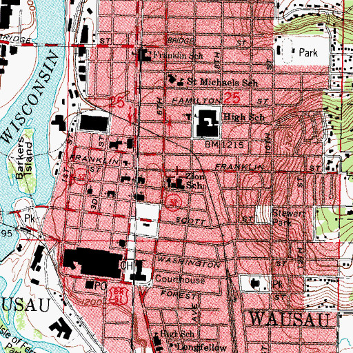 Topographic Map of Zion Lutheran School, WI
