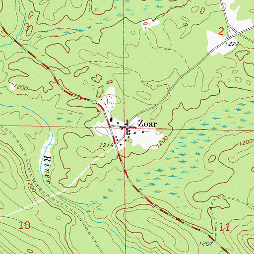 Topographic Map of Zoar, WI