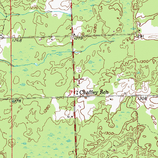 Topographic Map of Chaffey, WI