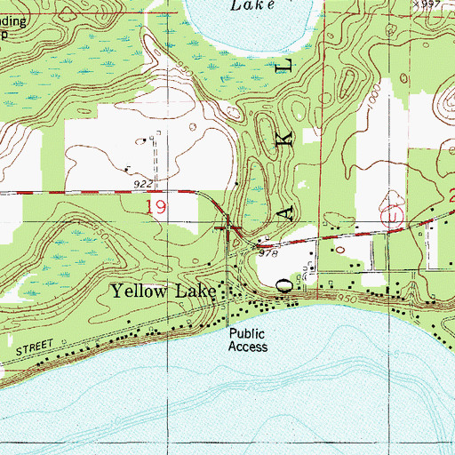 Topographic Map of Yellow Lake, WI