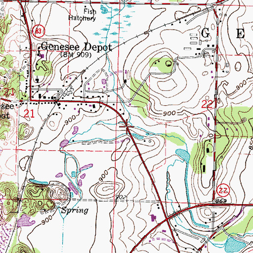 Topographic Map of South Branch Genesee Creek, WI