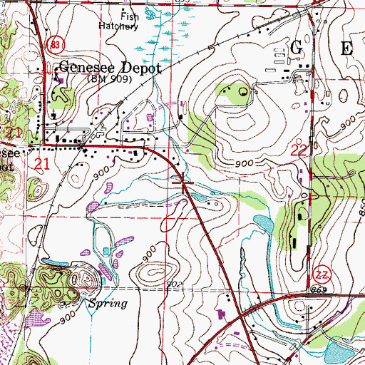 Topographic Map of South Branch Genesee Creek, WI