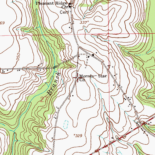 Topographic Map of Morning Star Cemetery, AL