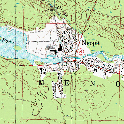 Topographic Map of Neopit Mill Pond, WI