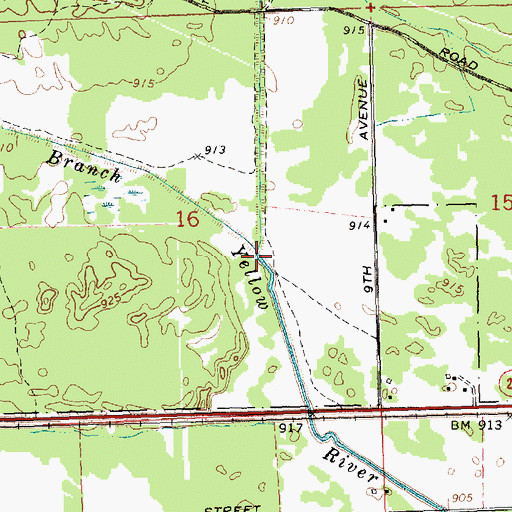 Topographic Map of South Spencer-Robinson Ditch, WI