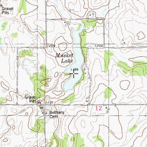 Topographic Map of Musket Lake, WI