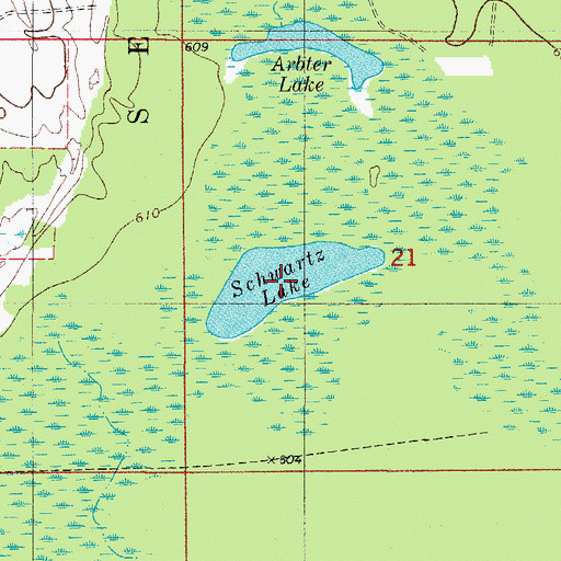 Topographic Map of Schwartz Lake, WI