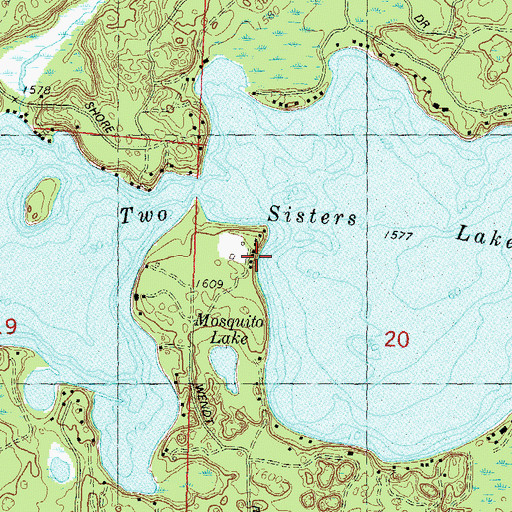 Topographic Map of Two Sisters Lake, WI