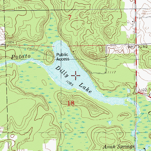Topographic Map of Dilley Lake, WI