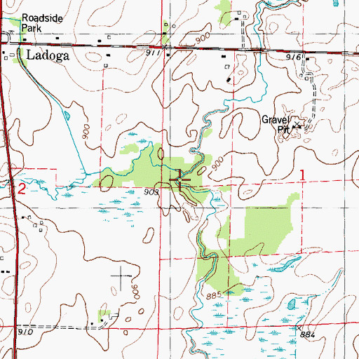 Topographic Map of Ladoga Creek, WI