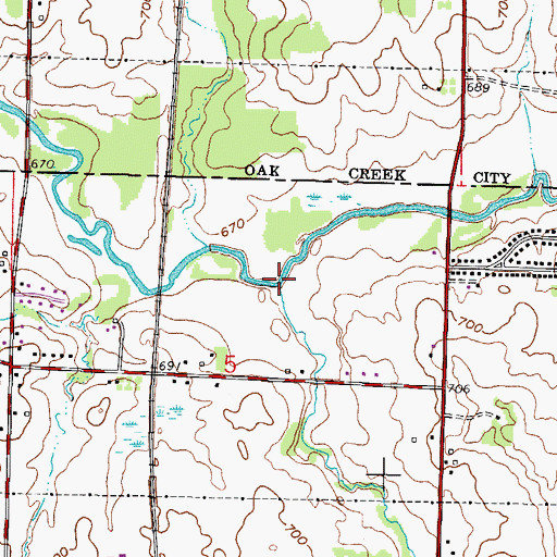 Topographic Map of Husher Creek, WI