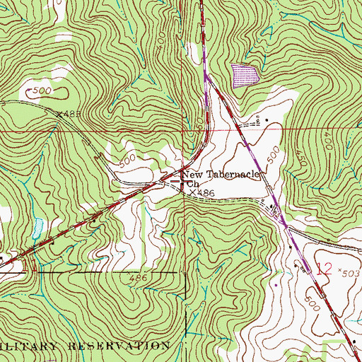 Topographic Map of New Tabernacle Cemetery, AL
