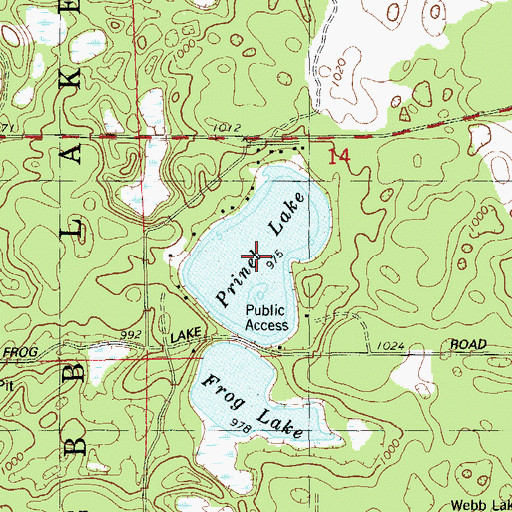 Topographic Map of Prinel Lake, WI