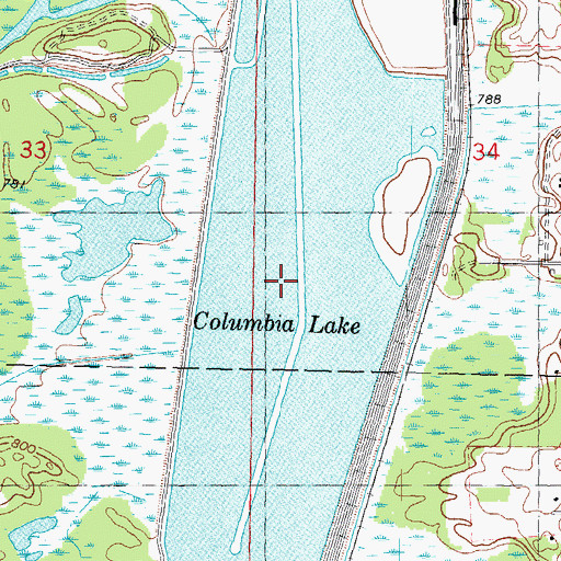 Topographic Map of Lake Columbia, WI