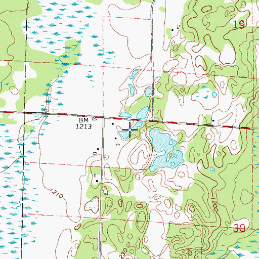 Topographic Map of Chain Lakes, WI