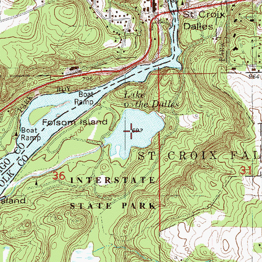 Topographic Map of Lake O' the Dalles, WI
