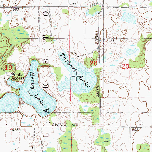 Topographic Map of Tarbert Lake, WI