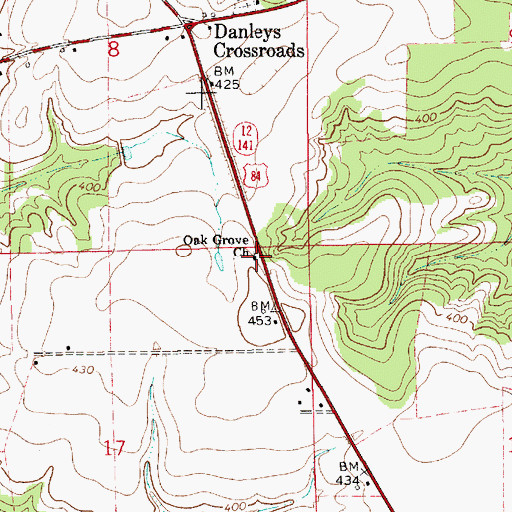 Topographic Map of Oak Grove Cemetery, AL