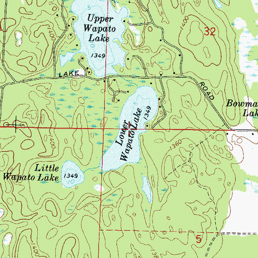 Topographic Map of Lower Wapato Lake, WI