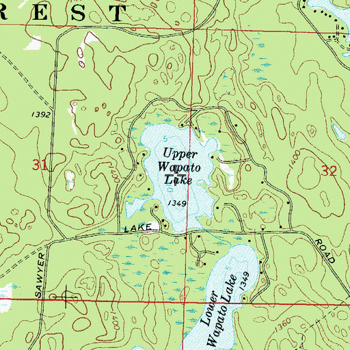 Topographic Map of Upper Wapato Lake, WI