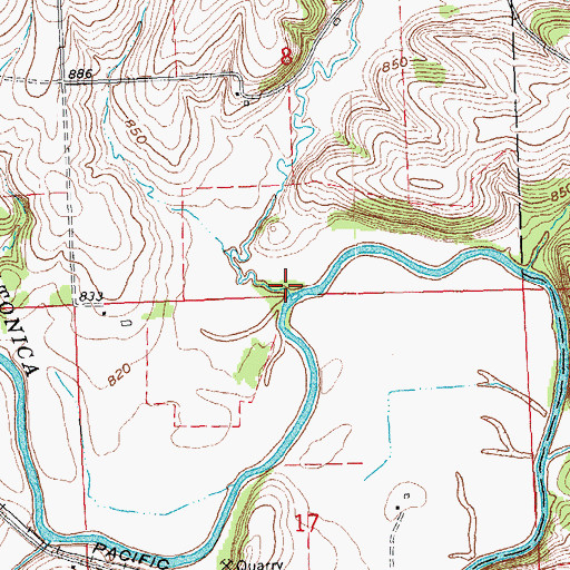 Topographic Map of Lovett Creek, WI