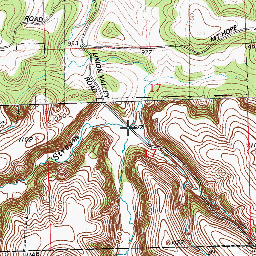Topographic Map of Cave Hollow Creek, WI