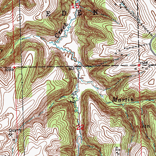 Topographic Map of Martin Creek, WI