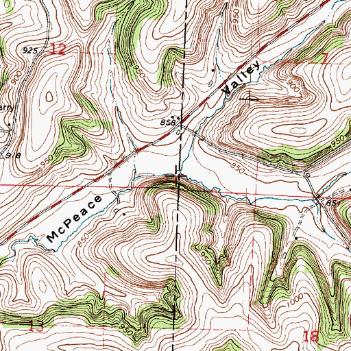 Topographic Map of McPeace Valley Creek, WI