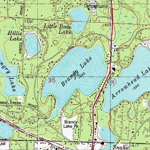 Topographic Map of Brandy Lake, WI